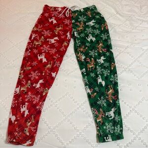 Festive Rudolph Character Red and Green Pajama Pants Woman’s Size M